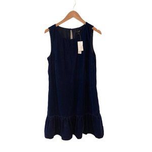 J. CREW Navy Velvet Ruffle Hem Dress. NWT! Style; H4083. Size 8